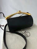 Hermes Black Calfskin Maximors II Shoulder Cylinder Bag W Gold Plated Handle