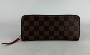 Louis Vuitton Checker Damier Ebene Clemence Zip Around Wallet