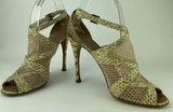 Alaia Cream Snake Skin Netting Stiletto Heels Size 7