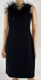 Badgley Mischka Black Feather Trim Sleeveless Sheath Dress Size 10