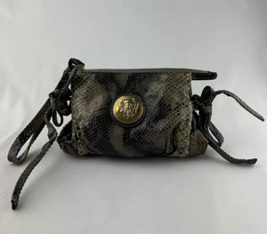 Gucci Brown/Green Leather Python HYSTERIA Clutch Purse