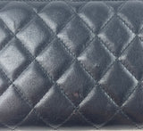 CHANEL Coco Mark Matelasse Zip-Around Long Wallet Leather Black