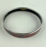 HERMES Narrow Bangle Red/White/Blue Rope Enamel Bracelet