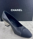 Chanel Black Leather Low Spectator Heels