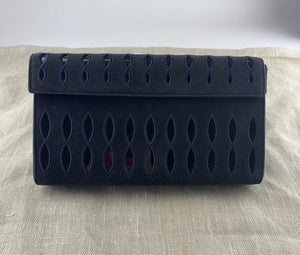 ALAIA Navy Blue Suede Mirror Clutch Evening Bag