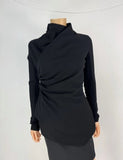 Rick Owens Women Black Fabric,Collared Slim Wrap Tie Jacket Size 4