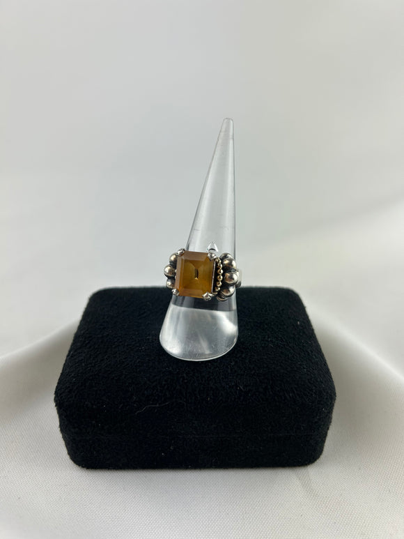 Lagos Sterling Citrine Square Stone Ring Size 7