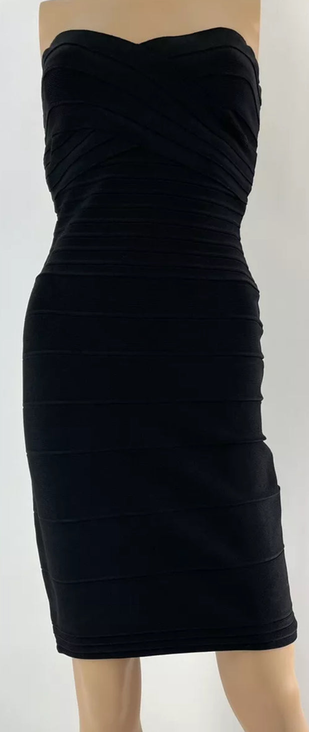 Herve Leger Black Strapless Stretchy Bandage Dress Size Large pennypincherboutique Herve Leger Black Strapless Stretchy Bandage Dress Size Large pennypincherboutique