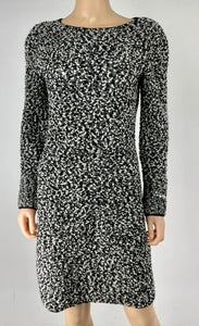Chanel Black & White Wool Boucle Knit Sequin Pullover Dress