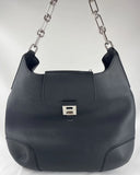 Michael Kors Medium Satchel Shoulder Bag Black Leather Flap Purse Chain Handle