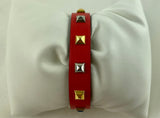 Hermes Rouge Tomate Mini Dog Square Studs Bracelet Size T2 NWT