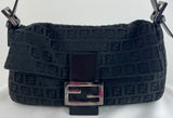 FENDI Black Canvas Zucca Print Vintage Mini Mama Baguette Handbag