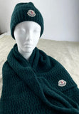 Moncler Emerald Green Wool Mohair Hat & Scarf Set