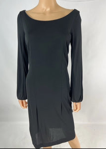 Yves Saint Laurent Black Scoop Long Sleeve Dress Womens Size Large