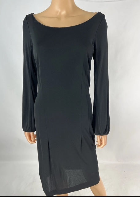 Yves Saint Laurent Black Scoop Long Sleeve Dress Womens Size Large