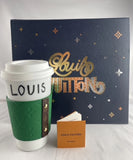 Louis Vuitton Travel Mug Cup Porcelain Coffee Tumbler Monogram Gift Set