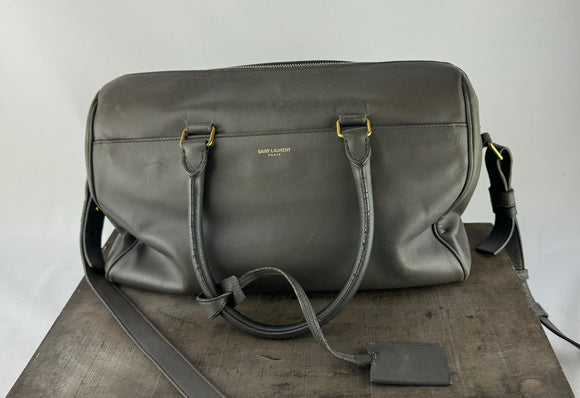 Saint Laurent Leather Gray Classic Mini Duffle Shoulder Bag Purse