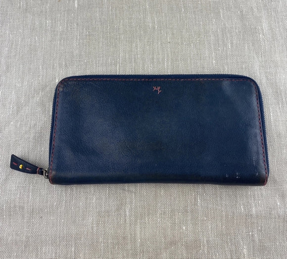 Henry Beguelin Large Navy Zip Around Wallet