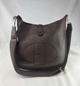 Hermes Evelyne Bag Gen II Clemence PM Dark Brown