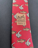 Hermes Red Printed Tie