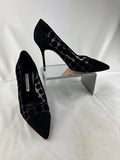 Manolo Blahnik Black suede Mesh Polka- Dot pump Size 38