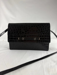 Zagliani Black Crocodile Pattern Purse