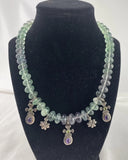 KARA VARIAN BAKER Sterling Silver Cross Charm Necklace Aquamarine Amethyst