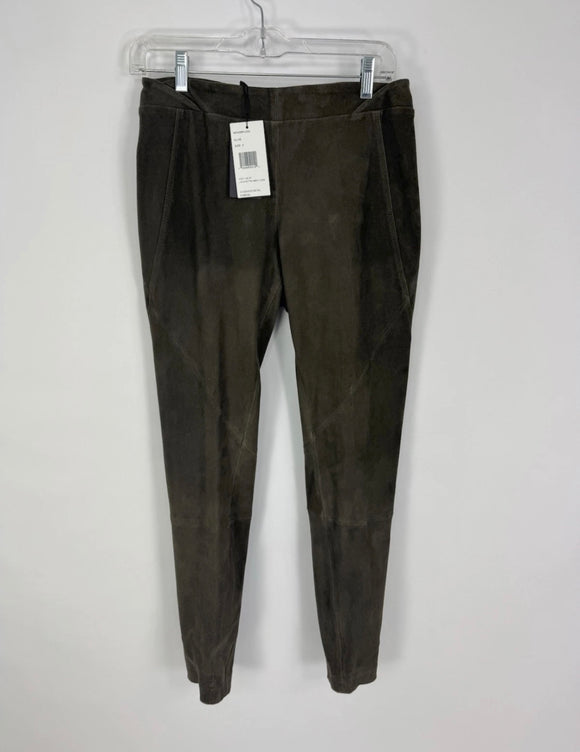 Lafayette 148 Dark Green Suede Leather Slim Pants Size 4 NWT