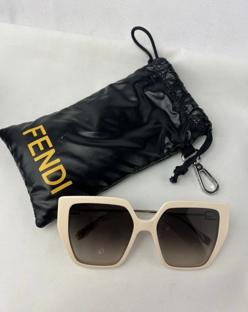 FENDI Cream Oversized Frame Sunglasses W/ Box