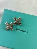 Tiffany Sterling Cross Earrings with Gold Rope Trim