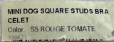 Hermes Rouge Tomate Mini Dog Square Studs Bracelet Size T2 NWT