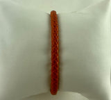 Hermes Orange Braided Leather Silver Clasp Bracelet