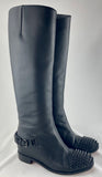 Christian Louboutin Black Leather Tall Studded Boots