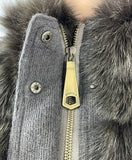 Martylo Firenze Green Fox Fur Cropped Short Sleeve Zip Jacket