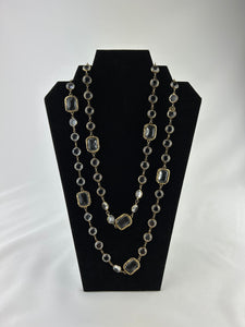 Chanel Long Gold Girpaux Chain with Clear Chain Necklace
