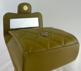 New CHANEL Mini/Micro Quilted Square Classic Flap Clutch Bag w/ Gold Chain Green