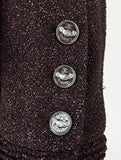 CHANEL Metallic Burgundy Button Blazer Size 42