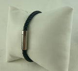 Hermes Black Braided Leather Silver Clasp Bracelet
