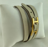 Hermes Womens Hapi 3 Grand Model Wrap Bracelet Taupe