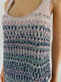 Chanel Pink and Blue Tank Sweater Top Size 38