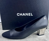 Chanel Black Leather Low Spectator Heels