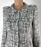 Chanel Black Plaid 3/4 Sleeve Coat Size 42