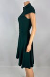 Byron Lars Dress Green Button Up Stretch Fit & Flare Midi Dress Size 4