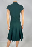 Byron Lars Dress Green Button Up Stretch Fit & Flare Midi Dress Size 4