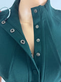 Byron Lars Dress Green Button Up Stretch Fit & Flare Midi Dress Size 4