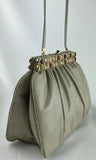 Judith Leiber Karung Snakeskin Taupe Semi Precious Stones Bag Clutch