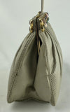Judith Leiber Karung Snakeskin Taupe Semi Precious Stones Bag Clutch