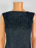 Carolina Herrera Black Floral Textured Boat Neck Short Dress