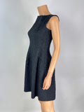 Carolina Herrera Black Floral Textured Boat Neck Short Dress