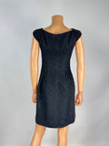 Carolina Herrera Black Floral Textured Boat Neck Short Dress